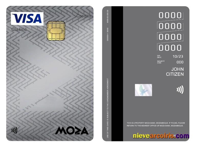 Mozambique Moza Bank visa classic credit vertical card